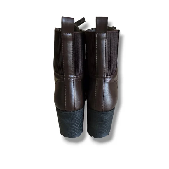 Women's Aspen-39 Chocolate Brown Vegan Leather Platform Combat Boots - Picture 5 of 16